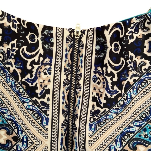 Tatiana B. Shift Dress Size 16 Navy Turquoise Print Scuba Like Material Career - Picture 4 of 10